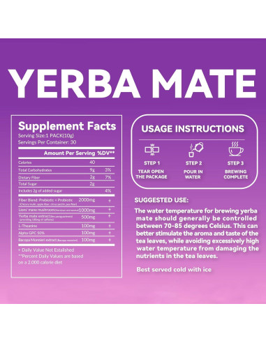 Yerba Mate Instantáneo ZHHOIN JIAKE Sabor Frambuesa Durazno 30 Bolsitas