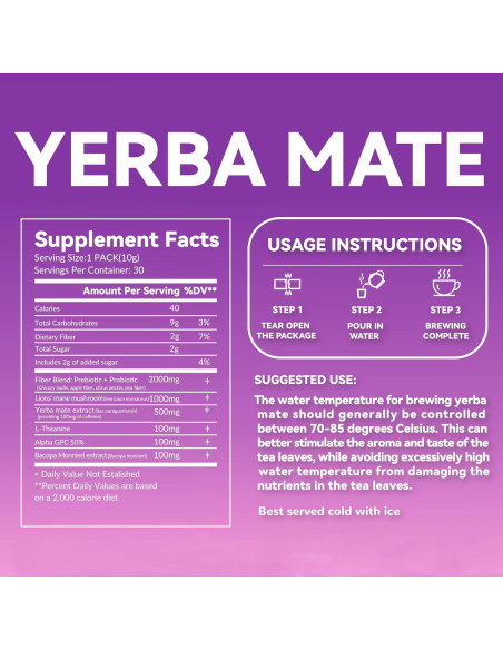 Yerba Mate Instantáneo ZHHOIN JIAKE Sabor Frambuesa Durazno 30 Bolsitas