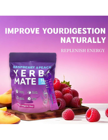 Yerba Mate Instantáneo ZHHOIN JIAKE Sabor Frambuesa Durazno 30 Bolsitas