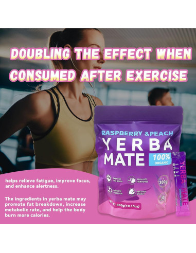 Yerba Mate Instantáneo ZHHOIN JIAKE Sabor Frambuesa Durazno 30 Bolsitas