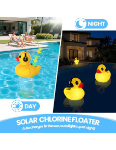 Flotador de Cloro Solar KingSom en Forma de Pato Amarillo 2