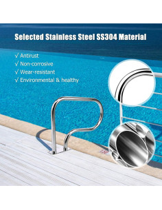 Barandilla de Piscina Goplus Acero Inoxidable 81x58cm 2