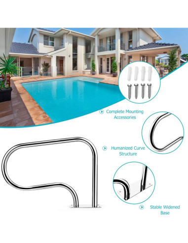 Barandilla de Piscina Goplus Acero Inoxidable 81x58cm