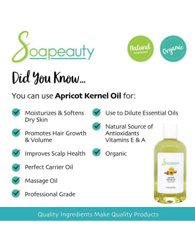 Aceite de Hueso de Albaricoque Soapeauty 473ml Puro Hidratante