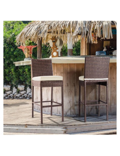 Conjunto de 2 Taburetes de Bar Patio Novagarden Beige