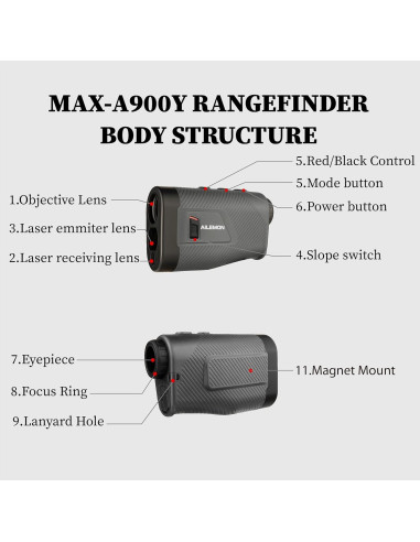 Buscador de Rango de Golf AILEMON ALMAX-900 823m 6x Aumento