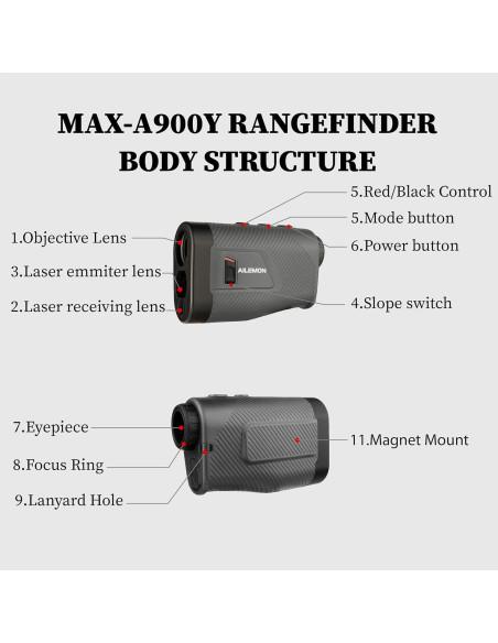 Buscador de Rango de Golf AILEMON ALMAX-900 823m 6x Aumento