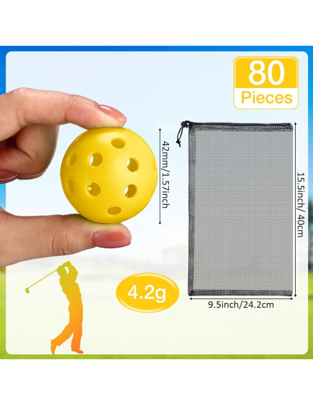 80 Pelotas de Golf de Práctica MiniInflat 42 mm Amarillo