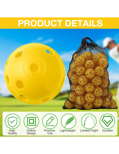 80 Pelotas de Golf de Práctica MiniInflat 42 mm Amarillo