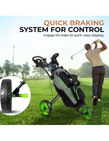 Carrito de Golf Plegable Jovial - Ligero, 3 Ruedas, Verde