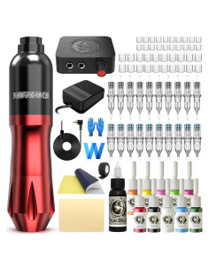 Kit de Tatuaje Wormhole WTK079 con 20 Agujas y 10 Tintas