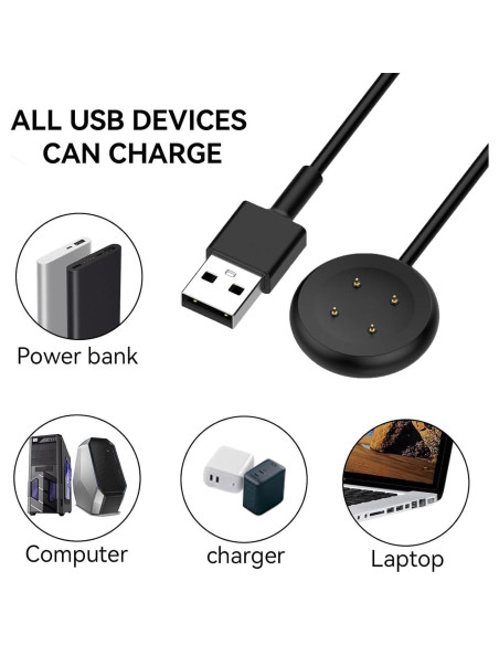 Paquete de 2 Cargadores USB-A y Type-C FitTurn para Google Pixel Watch 3/2 y Fitbit Versa 4/3