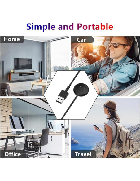 Paquete de 2 Cargadores USB-A y Type-C FitTurn para Google Pixel Watch 3/2 y Fitbit Versa 4/3