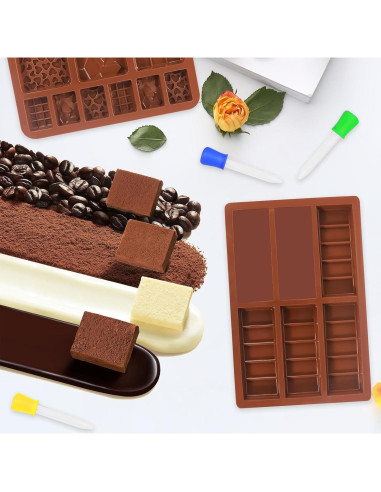 4 Moldes de Chocolate Silicona Hoxxu 20.4x15 cm Antiadhesivos