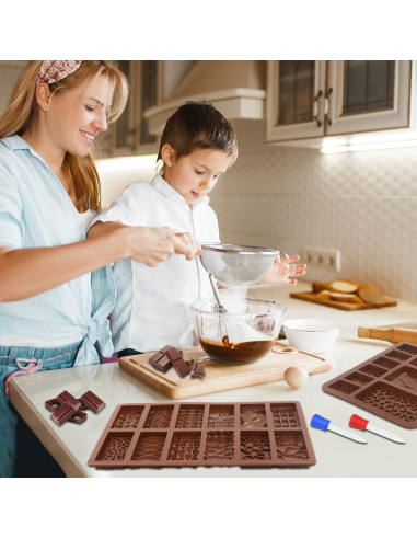 4 Moldes de Chocolate Silicona Hoxxu 20.4x15 cm Antiadhesivos