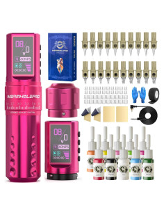 Kit de Tatuaje WORMHOLE PRO 80PCS con Agujas y Pantalla LED