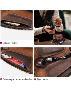 Bolsa de Tabaco de Cuero SHI HUAN Compacta 18x10x3 cm 2