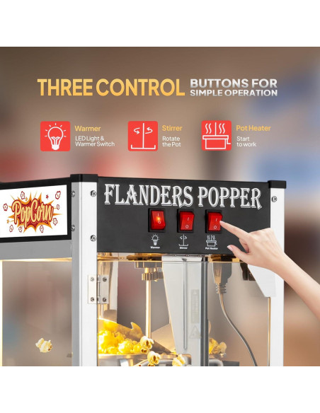 Máquina de Palomitas ROVSUN 8 Oz con Carrito y Ruedas