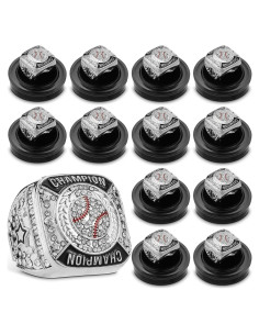 Juego de 12 Anillos de Campeonato de Béisbol Landical Plateado