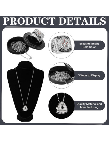 Juego de 12 Anillos de Campeonato de Béisbol Landical Plateado