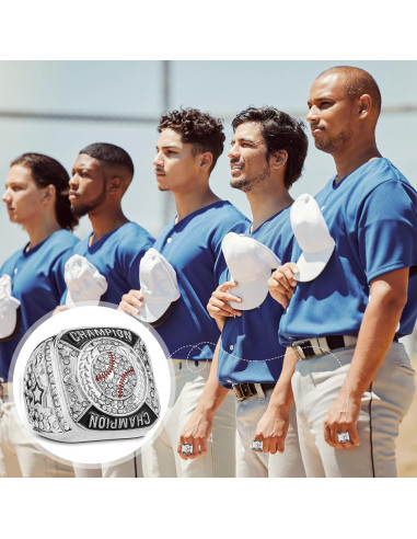 Juego de 12 Anillos de Campeonato de Béisbol Landical Plateado