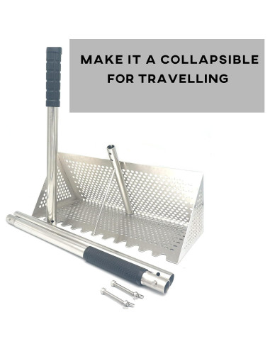 Rastrillo de Arena Comfornia 55" Acero Inoxidable Plegable