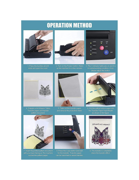 Máquina Copiadora Tatuajes Sacnahe con 20 Papeles A4