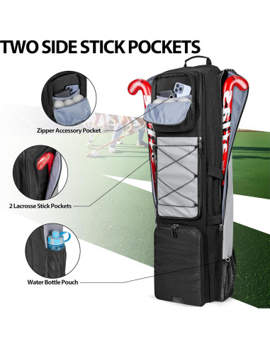 Mochila de Hockey de Campo GOBUROS con 4 Palos y Compartimentos