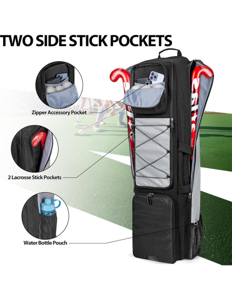 Mochila de Hockey de Campo GOBUROS con 4 Palos y Compartimentos