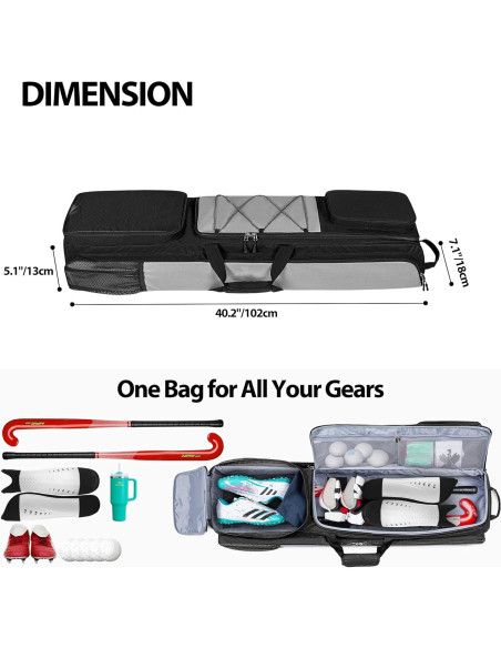 Mochila de Hockey de Campo GOBUROS con 4 Palos y Compartimentos