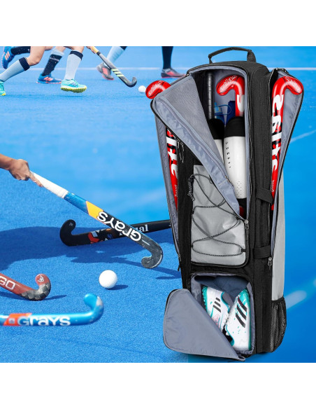 Mochila de Hockey de Campo GOBUROS con 4 Palos y Compartimentos
