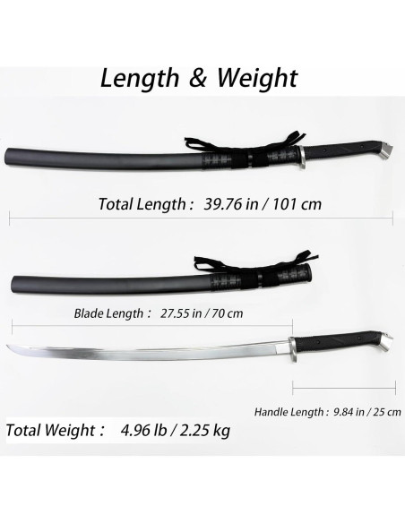 Espada Katana Táctica EVA-FRIEREN 101 cm Acero Carbono 1060