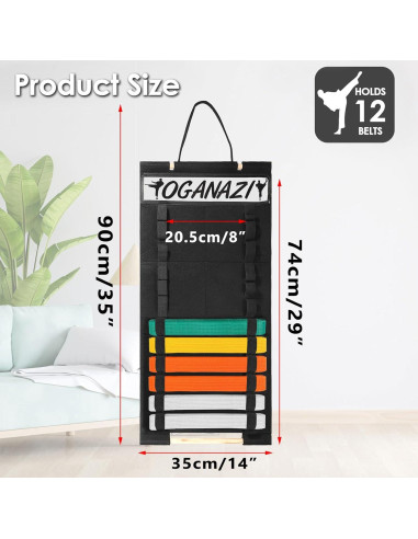 Soporte para Cinturones de Karate OGANAZI con Etiquetas Personalizadas