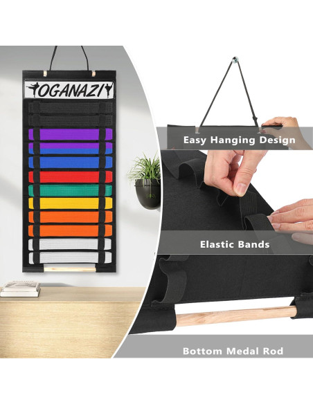 Soporte para Cinturones de Karate OGANAZI con Etiquetas Personalizadas