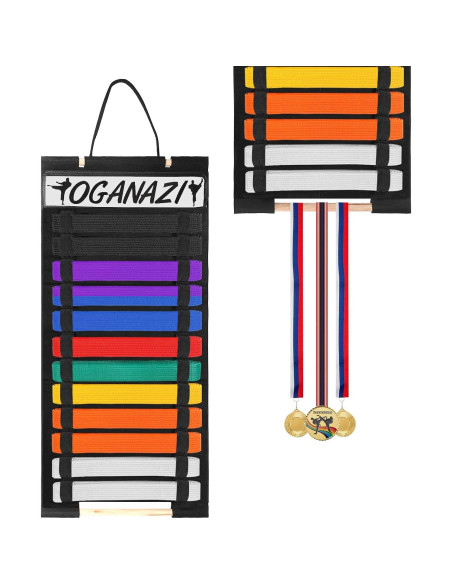 Soporte para Cinturones de Karate OGANAZI con Etiquetas Personalizadas