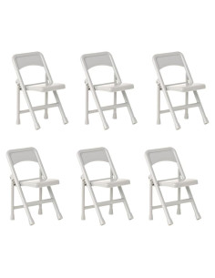Juego de 6 Sillas Plegables Grises para Figuras de Lucha Libre