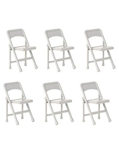 Juego de 6 Sillas Plegables Grises para Figuras de Lucha Libre