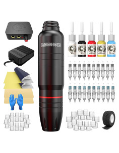 Kit de Tatuaje Completo WTK166 con Máquina Rotativa