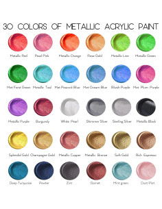 Juego de Pintura Acrílica Metálica HissiCo 30 Colores 60 ml 2