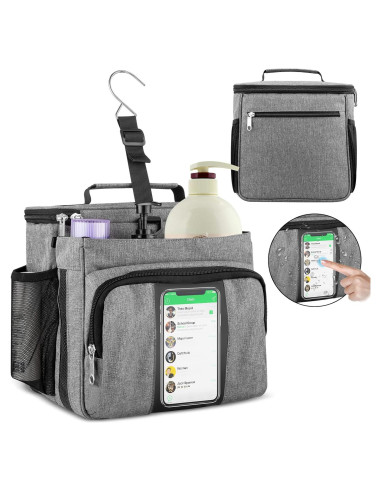 Bolsa de Ducha Portátil Bukere Gris, Gran Capacidad, Secado Rápido