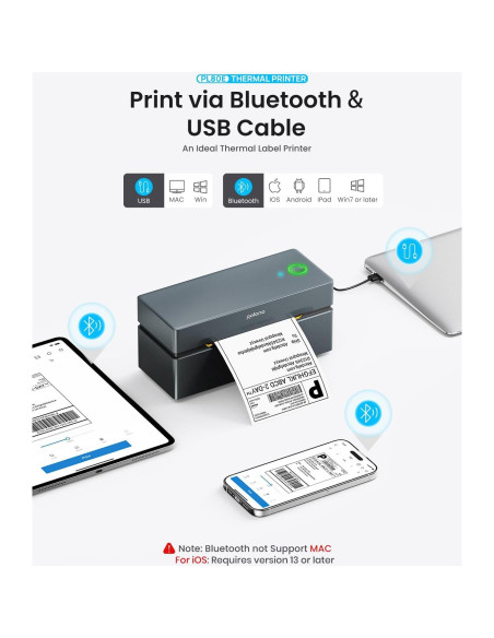 Impresora de Etiquetas Térmicas Bluetooth POLONO PL80E 4x6
