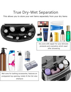 Bolsa de Ducha Portátil Bukere Gris, Gran Capacidad, Secado Rápido 2