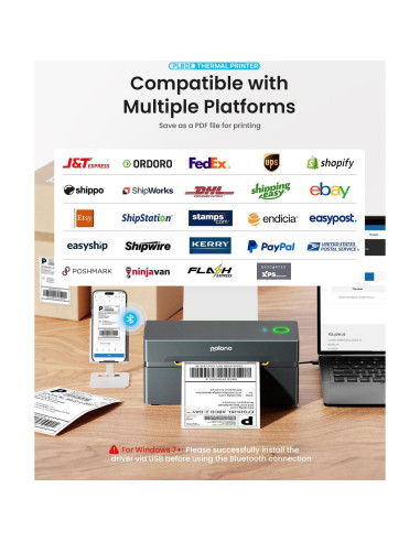 Impresora de Etiquetas Térmicas Bluetooth POLONO PL80E 4x6