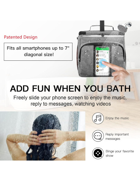 Bolsa de Ducha Portátil Bukere Gris, Gran Capacidad, Secado Rápido