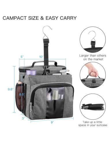 Bolsa de Ducha Portátil Bukere Gris, Gran Capacidad, Secado Rápido