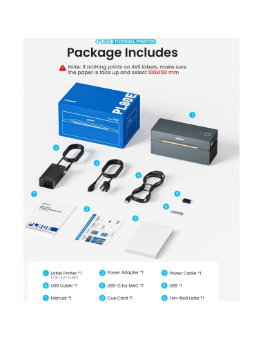 Impresora de Etiquetas Térmicas Bluetooth POLONO PL80E 4x6