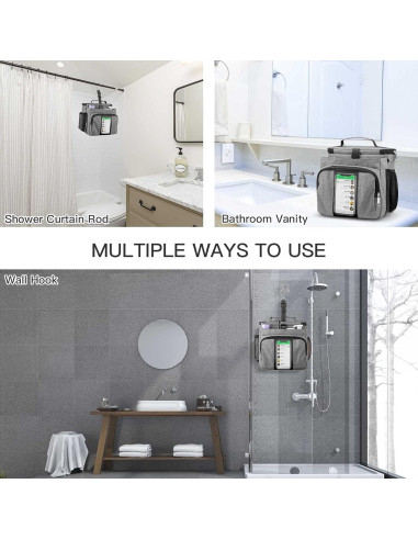 Bolsa de Ducha Portátil Bukere Gris, Gran Capacidad, Secado Rápido