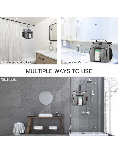 Bolsa de Ducha Portátil Bukere Gris, Gran Capacidad, Secado Rápido