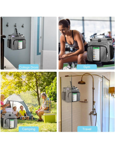 Bolsa de Ducha Portátil Bukere Gris, Gran Capacidad, Secado Rápido