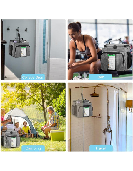 Bolsa de Ducha Portátil Bukere Gris, Gran Capacidad, Secado Rápido